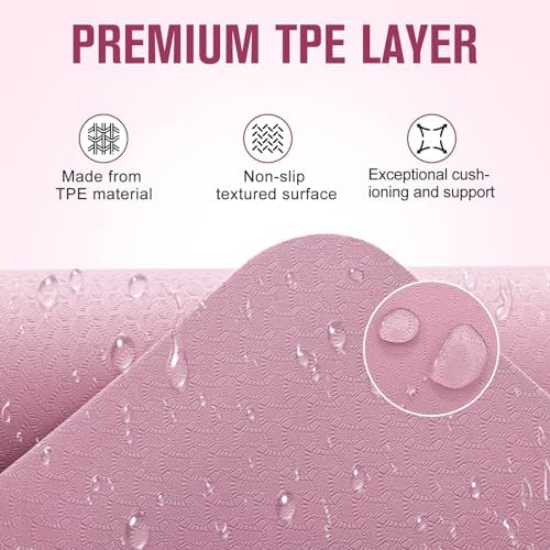UMINEUX Extra Thick Yoga Mat, 2/5 Inch (10MM), Natural Rubber and TPE Non Slip Yoga Mats with Strap for Women Men, Eco Friendly Exercise Mat for Yoga, Pilates and Home Workout