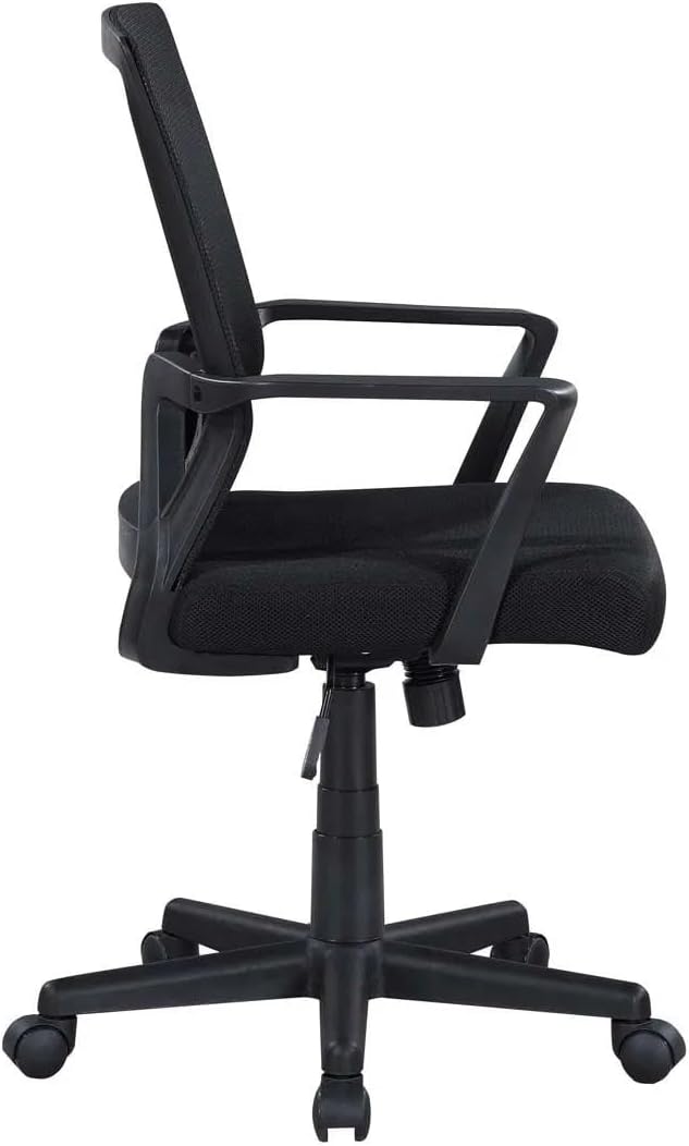 Mesh Office Chair, Black, Mid-Back Ergonomic Desk Chair with Breathable Mesh Backrest, Lumbar Support, High-Density Foam Seat, Adjustable Features, 23.20 x 25.00 x 40.16 in