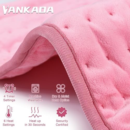 Heating Pad Electric Heat Pad, Hot Heated Pad,Multiple Temp and Timer Settings,Suitable for Shoulders, Neck, arms, Abdomen, Back, Legs, etc (Light Pink, 40"X20")