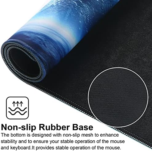Large Gaming Mouse Pad with Stitched Edges,[27.5x11.8In] Extended Mouse Pad with Non-Slip Natural Rubber Base for Gamer/Desktop/Office/Home (70x30 Spaceball)