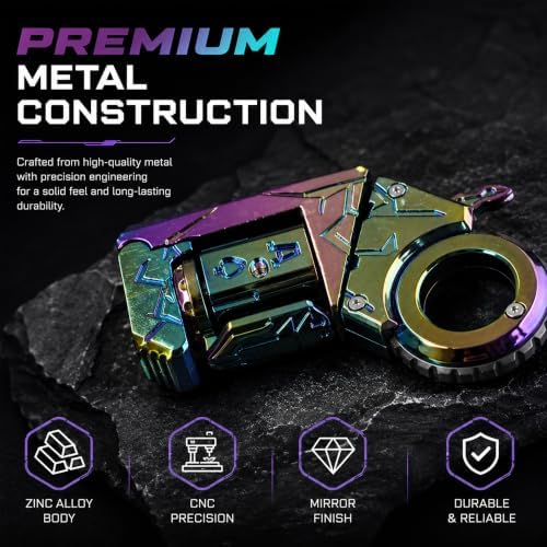 Metal Fidget Toys Gun for Adults: EDC Stress Relief Fidget Spinner Toy, 5 in 1 Mini Cool Fidgets Guns with Slider & Finger Ring for Men (JJ011 - Colorful)