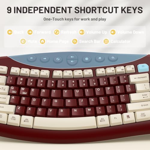 Wireless Keyboard and Mouse Combo Silent Ergonomic Curved Design for Office