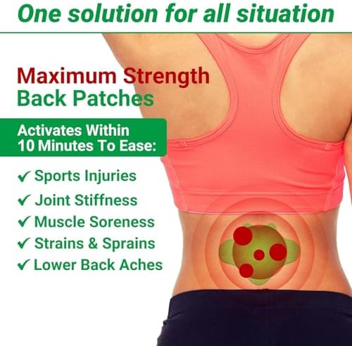 ishancare Back Patches, 24 Count Long Lasting Heat Patches, 8 Hour Deep Hot for Knee, Back, Neck, Shoulder, Muscle, Joint