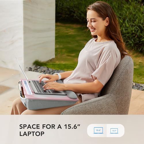 HUANUO Laptop Lap Desk with Cushion, Fit up to 15.6" Laptop, Pink