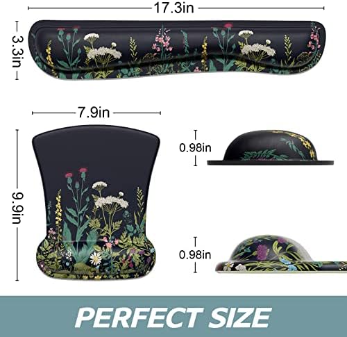 ITNRSIIET Mouse Pad Wrist Support Keyboard Wrist Rest Pad Ergonomic Mousepad Non-Slip Memory Foam Keyboard Pad Easy Typing Pain Relief Perfect for PC Laptop Gaming Office, Weeds