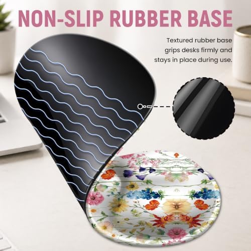 Ergonomic Mouse Pad with Wrist Rest, Gel Wrist Support, Wildflowers