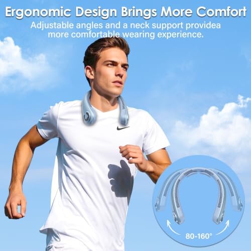 Portable Lightweight Neck Fan with Neck Support, Birthday Gifts for Men Women Dad Mom, Rechargeable Personal Wearable Cooling Neck Fans for Hot Flashes, Disneyland, Travel, Camping Essentials