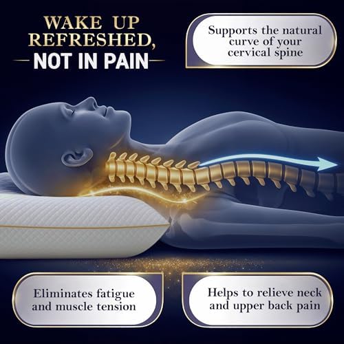 Royal Therapy Queen Memory Foam Pillow, Adjustable Shredded Odor-Free Pillow for Neck & Shoulder Pain Relief, Support for Back, Stomach, Side Sleepers, CertiPUR-US