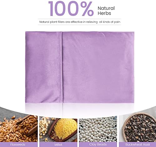 Microwave Heating Pad 8 * 12" Microwave Bean Bag Heating Pad for Neck and Shoulders, Moist Heat Pack Pillow Warm Compress for Knee, Muscles, Joints, Abdomen - Light Purple
