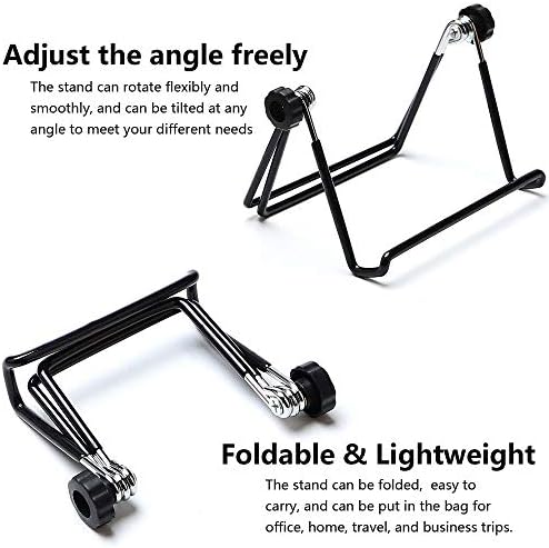 VOVIGGOL Adjustable Tablet Stand Holder, Non-Slip Foldable Holder Cradle Fit for 9-12.9" Tablets, iPad, Samsung and Kindle Fire, Display Stands Picture Frame Stand for Photos (Large Black)