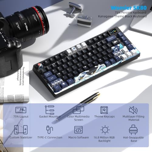 Womier SK80 75% Keyboard with Color Multimedia Display Gaming Keyboard