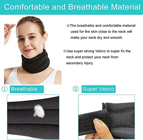 Neck Support Brace for Neck Pain and Support, Soft Foam Cervical Collar for Sleeping, Adjustable Neck Brace for Women and Men Cervical Spine Pressure Relief, Keep Vertebrae Stable and Aligned (M)