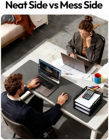 YSAGi Leather Desk Protector, Office Mat, Large Mouse Mat, Non-Slip PU Leather Blotter, Laptop Desk Mat, Waterproof Writing Pad for Office and Home(Dark Grey, 63" x 24")