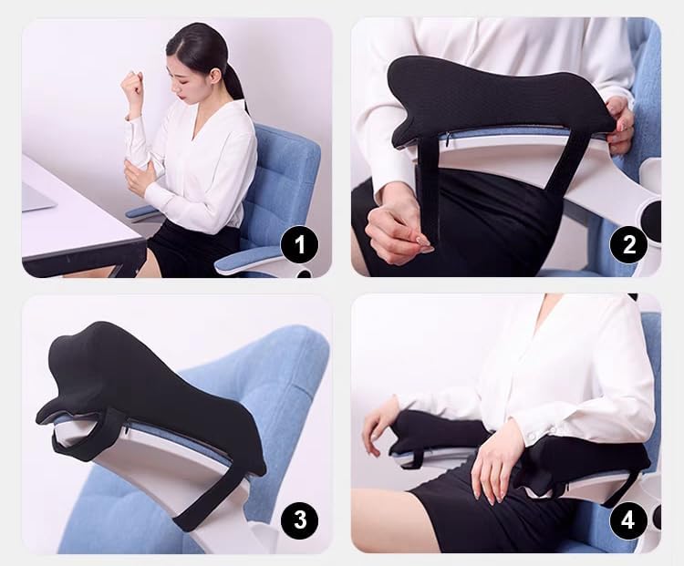 Armrest Cushion for Office Chairs - Soft Elbow Support Pad with Non-Slip Bottom, Fits Most Chairs 2-Piece (Gray)