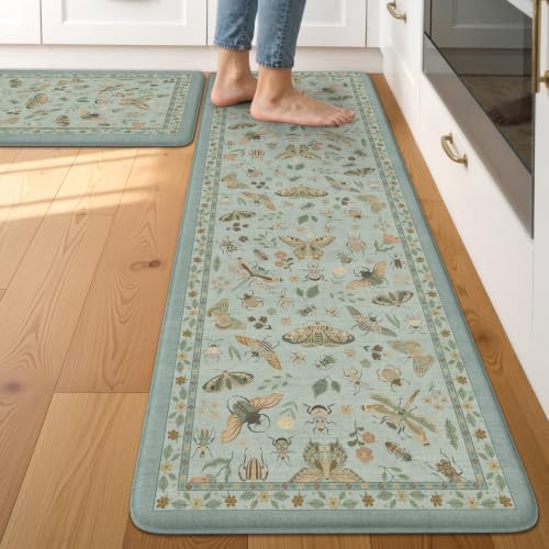 LEEVAN Anti Fatigue Kitchen Mats for Floor, Cushioned Kitchen Mat Set 2PCS