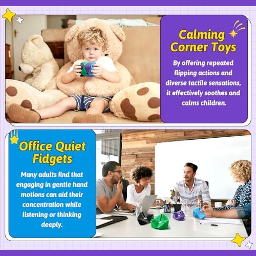 4 PCS Silicone Sensory Flip Cubes, Quiet Fidget Toys for Kids & Adults