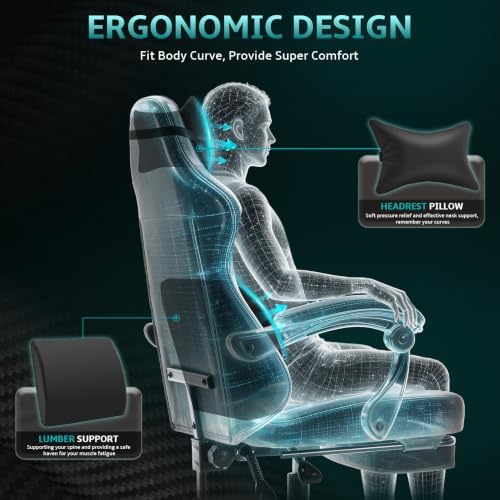 Office Computer Gaming Chair for Adults with Footrest, B-White