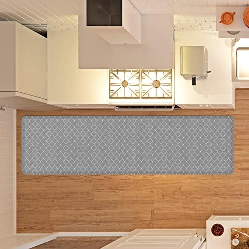 GelPro Anti-Fatigue Designer Comfort Kitchen Floor Mat, 30x108, Trellis Grey Stain Resistant Surface with 3/4” Thick Ergo-Foam Core for Health and Wellness