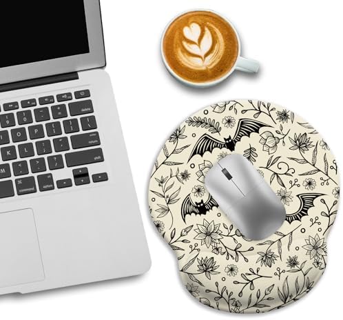 LIMKRIAN Goth Bat Ergonomic Mouse Pad with Gel Wrist Rest, 9.8 x 8.6 in