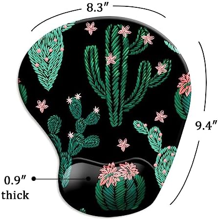 DOOKE Ergonomic Mouse Pad with Wrist Support and Coaster,Mouse Pads with Non-Slip PU Base for Home Office Working Studying Easy Typing & Pain Relief Cute Cactus