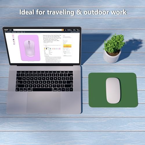 Dapesuom Small Mouse Pad, 6 x 8 Inch Thick Rubber Premium-Textured Non-Slip Portable & Washable Mini Mouse Mat for Women Men Wireless Laptops Keyboard Tray Gaming Computer Office Travel, Forest Green