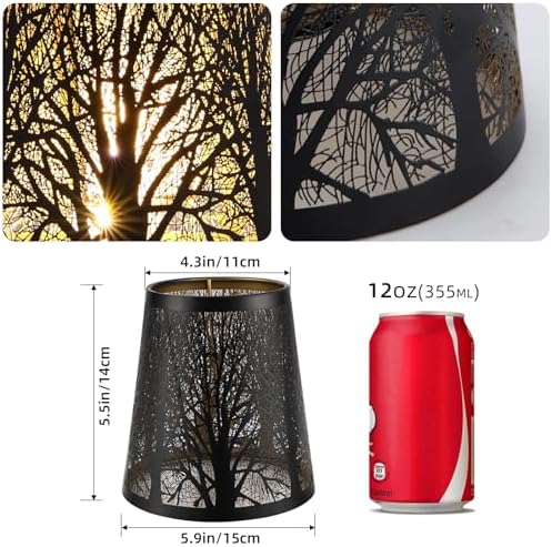 YISUN Chandelier Shades, Small Lamp Shade, Clip On Lamp Shade Outer Black and Inner Gold, Fit for Table Wall Lamp Candle Lamp 4.3 x 5.5 x 5.9 Inch