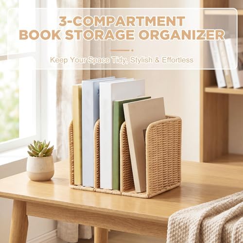 Novabright Synthetic Rattan 3-compartment File Magazine Holder, Suit for B5