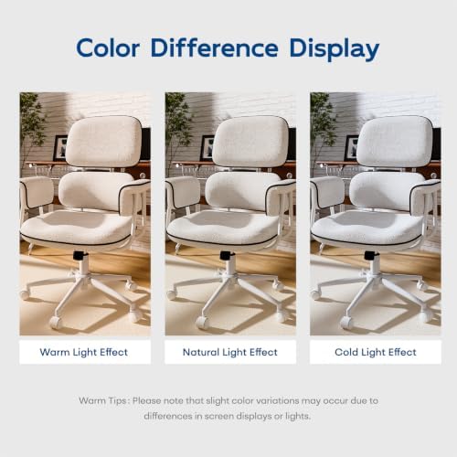 HomeZeer White Office Chair, Memory Foam Seat Mid Century Modern Desk Chair