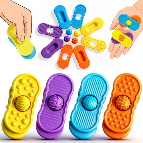 Sensory Slider Fidget Stones Set Rolling Beads, 8 pcs 4 Pairs Silent Textured Toys for Adults Kids, Mix and Match Rolling Beads-Calming Anxiety Relief ADHD Autism, Ideal for Office Classrom Prizes