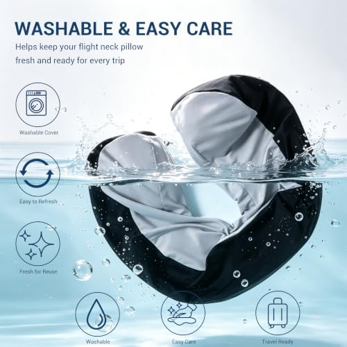 SheRest Cooling Travel Neck Pillow for Airplane, Memory Foam Neck Support