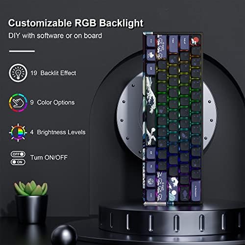 XVX 60% Gaming Keyboard, RGB 3-Modes Wireless Mechanical Keyboard, Mini 60 Percent Gamer Keyboard with Hot-Swappable Pre-lubed Linear Switch for Windows & Mac (Great Wave Off Kanagawa), M61 Pro