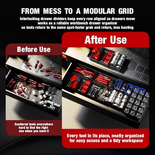 16 PCS Small Parts Tool Box Organizer Trays, tool box trays organizer for Toolbox Organization, Parts Trays and Screw Organizer Box for Tool Chest, Garage Drawers and Workbench