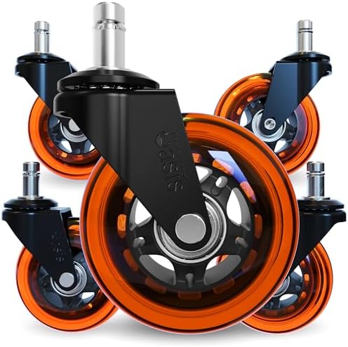The Office Oasis Original Office Chair Wheels (As Seen On PBS), Orange