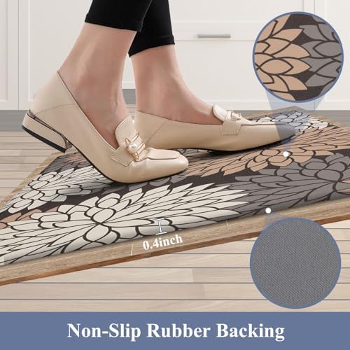 HEBE Anti Fatigue Kitchen Rugs Set of 2, Cushioned Kitchen Mats for Floor