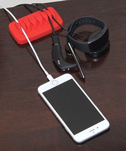 Heaviest Cable Organizer on the Market! Compact and Weighted Desktop Cord Holder for Desk and Nightstand, Eco-Friendly Silicone, No Bad Smell, Bundled with 4 Reusable Cable Ties! (Red)