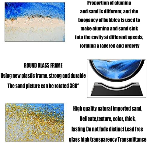 TKTM Liquid Motion Sandscape Round Moving Sand Art Sensory Toy Fidget Home Office Desktop Decoration (Blue, 7-in)