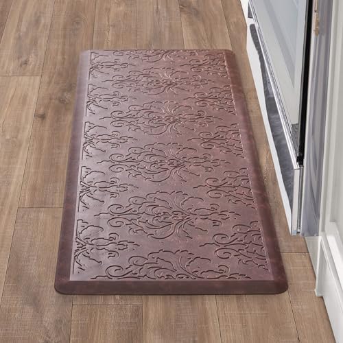 Chef Gear - Anti-Fatigue Gelness Kitchen Mat - Marni Design - Cushioned Comfort Chef Mat - Faux Leather - Cooking & Standing Relief -Skid-Resistant - Measures 17.5"x48" - Red