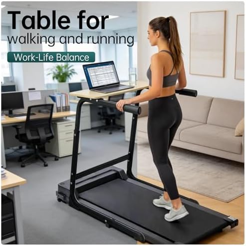 Walking Pad Desk Adjustable Height with Handlebar, 2-in-1 Desk Attachment, Stable Laptop Workstation for Home Office