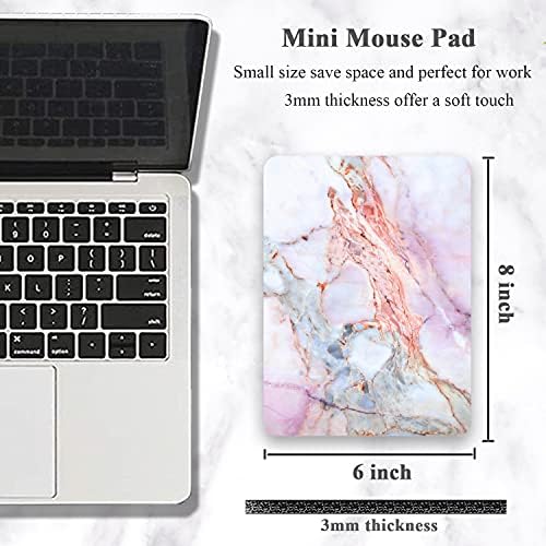 Small Mouse Pad, Mini Mouse Pad 6 x 8 Inch, Thick Rubber Waterproof Mouse Mat, Cute Mousepad for Women Girls Kids Wireless Mouse Mini Laptops Keyboard Tray Home Office Travel, Pink Marble