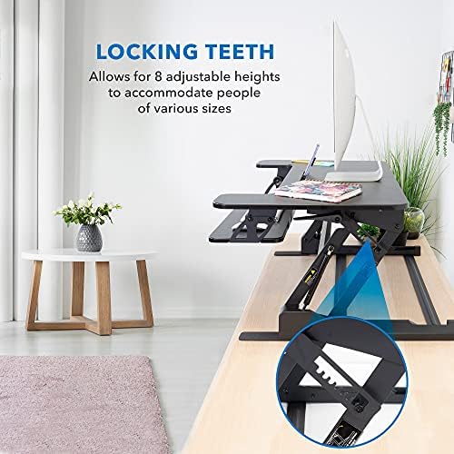 Mount-It! Standing Desk Converter - Height Adjustable Stand Up Riser with Manual Lift, 36.5" x 22" Desktop, Stand up Convertor in Black, Fits Dual Monitors, Laptop and Keyboard Mouse Tray