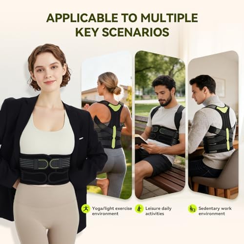 Posture Corrector for Women & Men, Breathable Full Back Brace Support for Hunchback, Adjustable Invisible Shoulder Straightener for Upper & Lower Back Pain Relief, Daily Wear for Office & Home