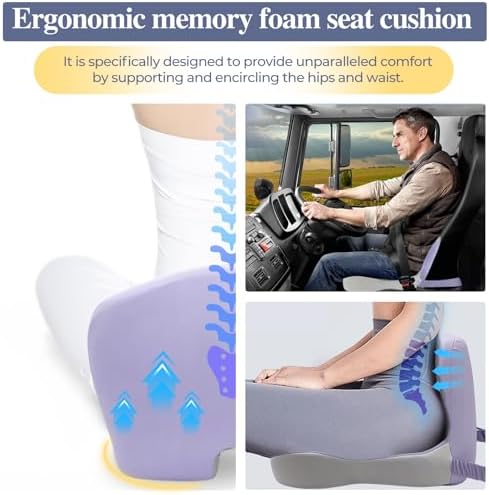 Car Seat Cushion with Lumbar Support Pillow, Seat Cushion for Driving