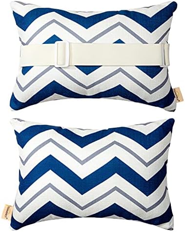 Outdoor Pillows for Lounge Chair Head Resting, Small Square Decotative Pillow with Adjustable Stripe for Recliner, Office Chair,Car Seat,Sofa Neck or Lumbar Attachment,Waterproof 2pack