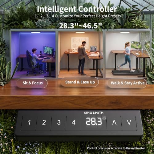 WALKINGDESK 63X55 Inches Reversible L Shaped Standing Desk Height Adjustable with Cup Holder, Electric Corner Computer Desk, Sit Stand up Home Office Desk, Ergonomic Gaming Desk, Black Walnut