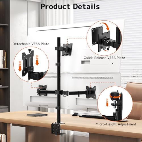 PUTORSEN Triple Monitor Mount for Up to 49" Ultrawide and 32" Monitors