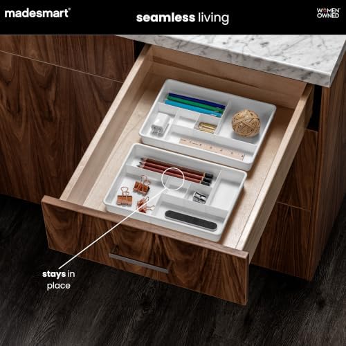 madesmart Classic 2 Piece Drawer Organizer, White