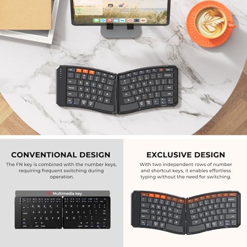 MEETION Foldable Bluetooth Keyboard, Split Ergonomic, Portable
