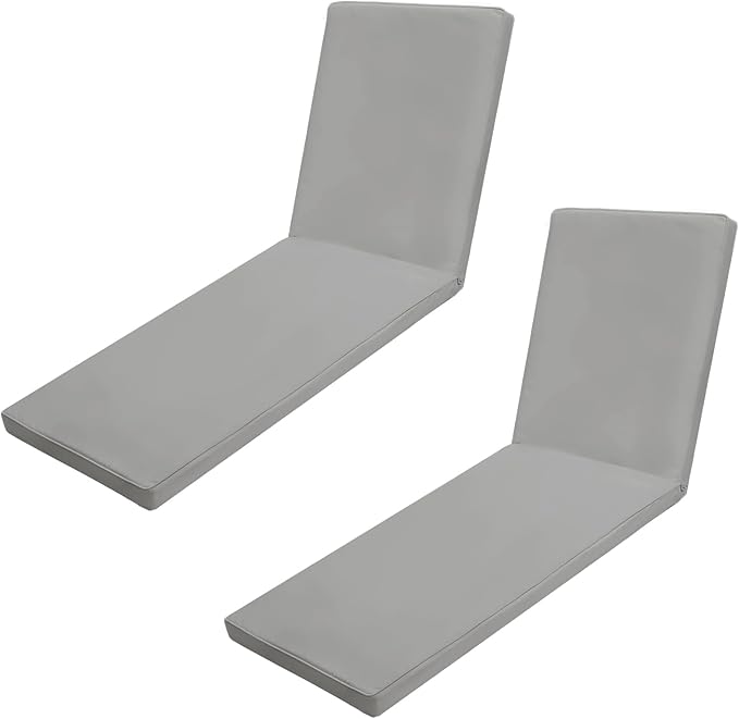 Outdoor Chaise Lounge Cushions for Patio, Lounge Chair Cushions, Waterproof Replacement Seat Pads for Outdoor Furniture (2, Grey, 80"x26"x3")