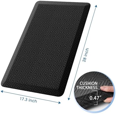 Mattitude Anti-Fatigue Kitchen Mats for Floor Standing Mats 17"x28" Black