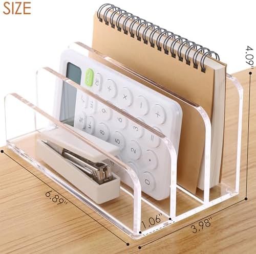 SANRUI Clear Acrylic Mail Organizer for Desk, Mail Holder 3-Slot